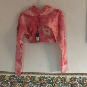 Refuge Athletics Extreme Cut Long Sleeve Hoodie, Size S, Pink tie dye, NWT